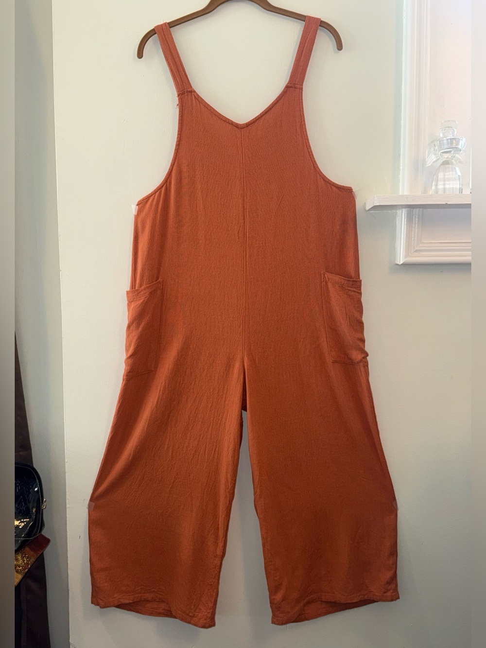 Hunter & Brown Sleeveless Rust-Copper Wide-Leg jumpsuit with Pockets